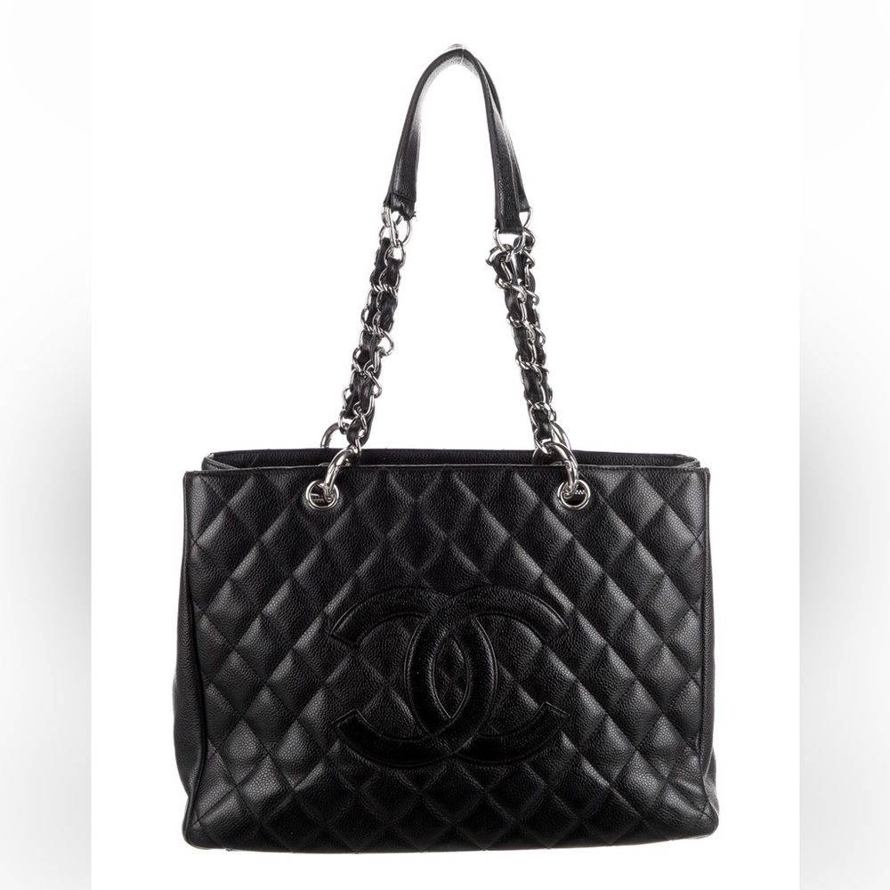 Authentic Chanel Black Caviar Grand Shopping Tote